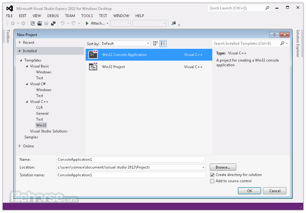 Visual Studio 2013 Express Vista