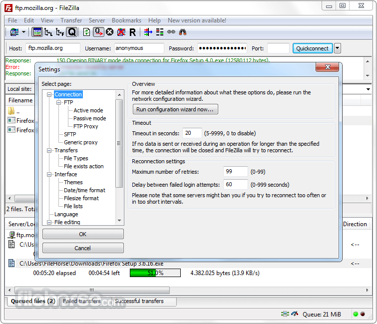 download files from filezilla
