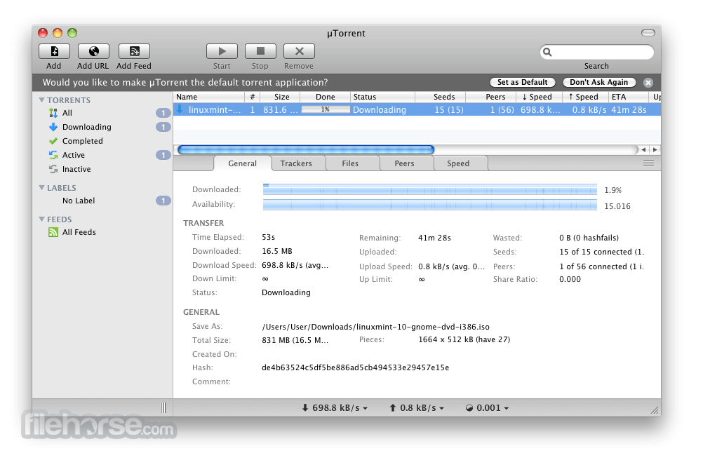 uTorrent 1.8.7 Build 45548 Screenshot 1