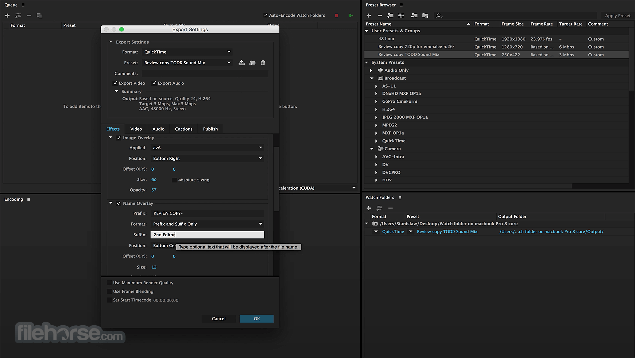 adobe media encoder cc 2015 display list