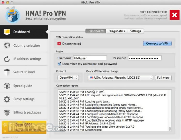 HMA VPN 5.4.3 Screenshot 1