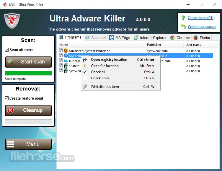 UVK Ultra Virus Killer Portable 11.10.10.5 Screenshot 2