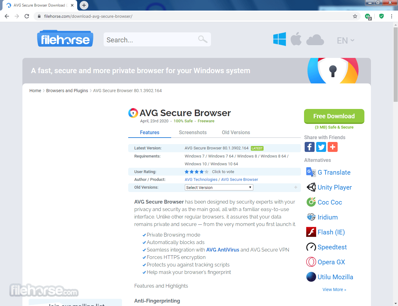 AVG Secure Browser Captura de Pantalla 3