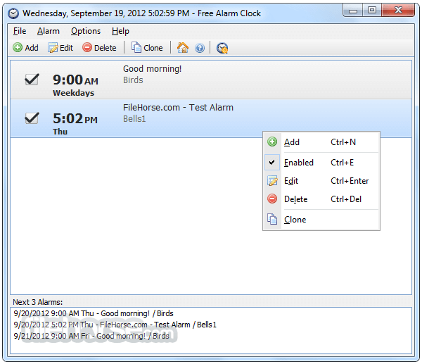 Free Alarm Clock 5.2 Screenshot 1
