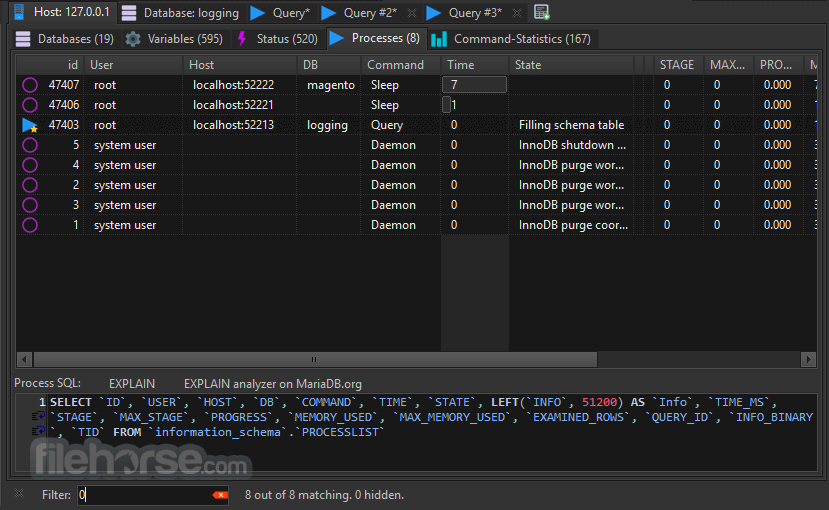 heidisql mysql optimizer