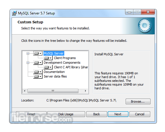 mysql database download windows 7