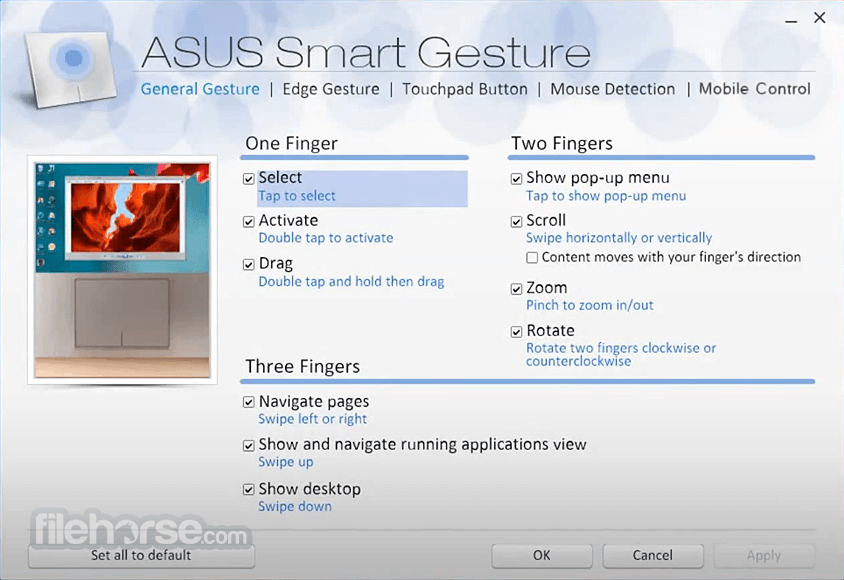 ASUS Smart Gesture 4.0.12 (64-bit) Screenshot 1