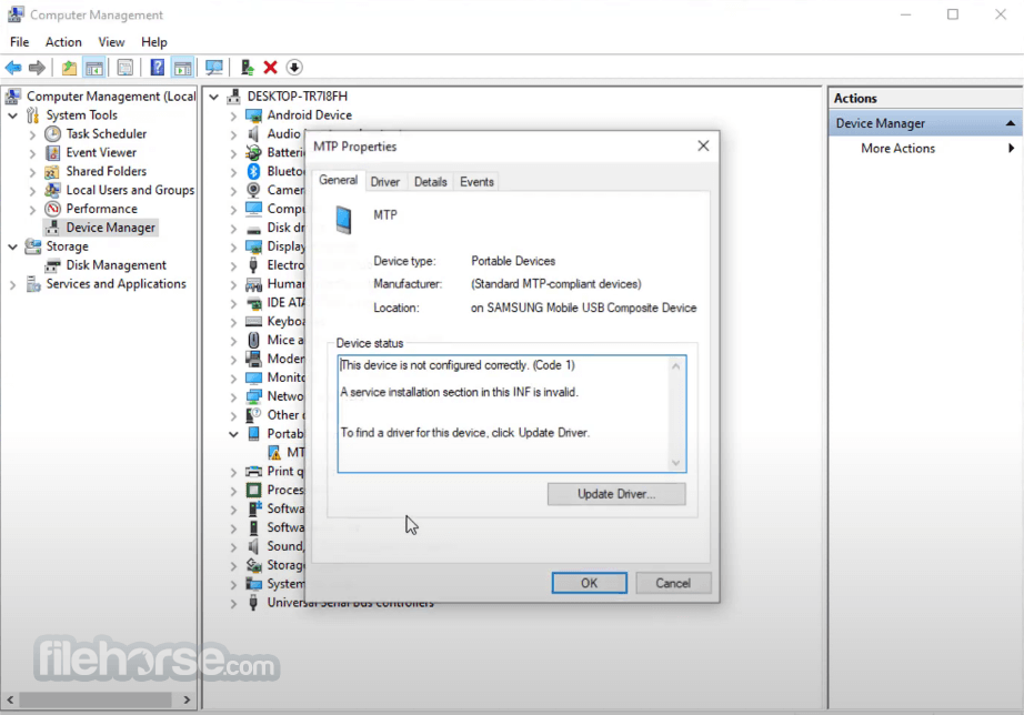 driver dispositivo usb mtp download