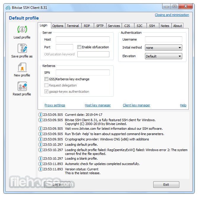Bitvise SSH Client 9.33 Captura de Pantalla 1