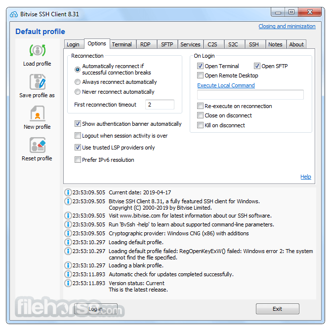 Bitvise SSH Client 9.33 Captura de Pantalla 2