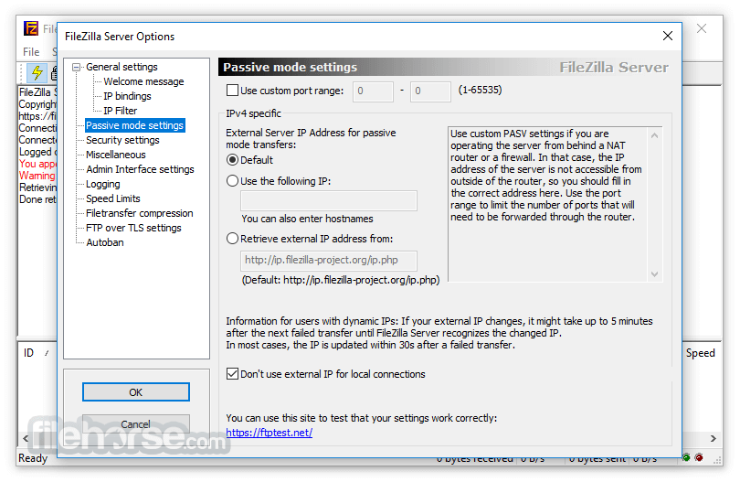 creating a windows filezilla server setup