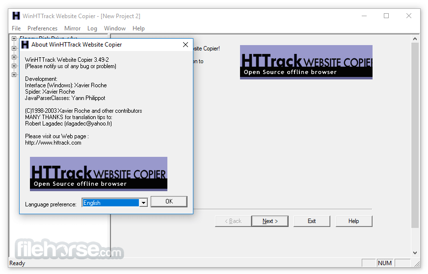 HTTrack Website Copier 3.49.2 (32-bit) Captura de Pantalla 2