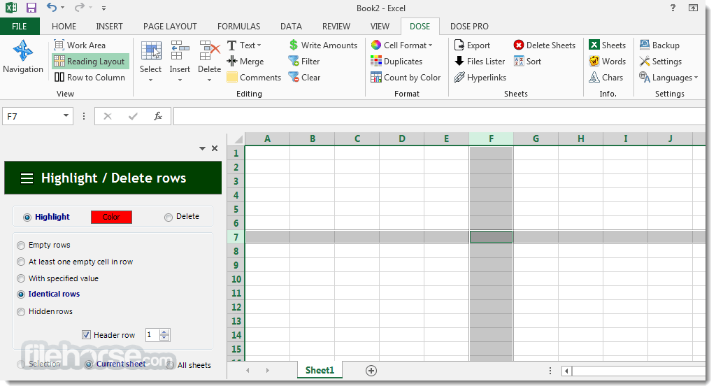 Dose for Excel 3.6.5 Screenshot 1
