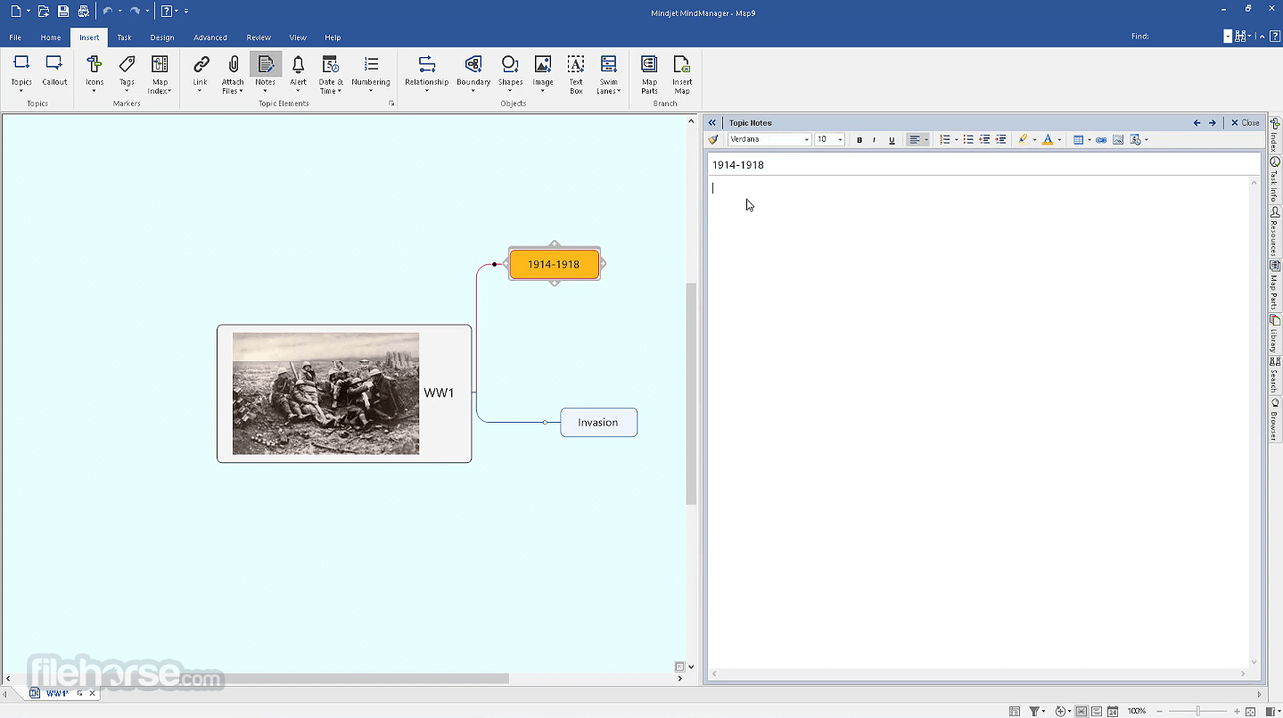 insert timestamp in mindjet mindmanager