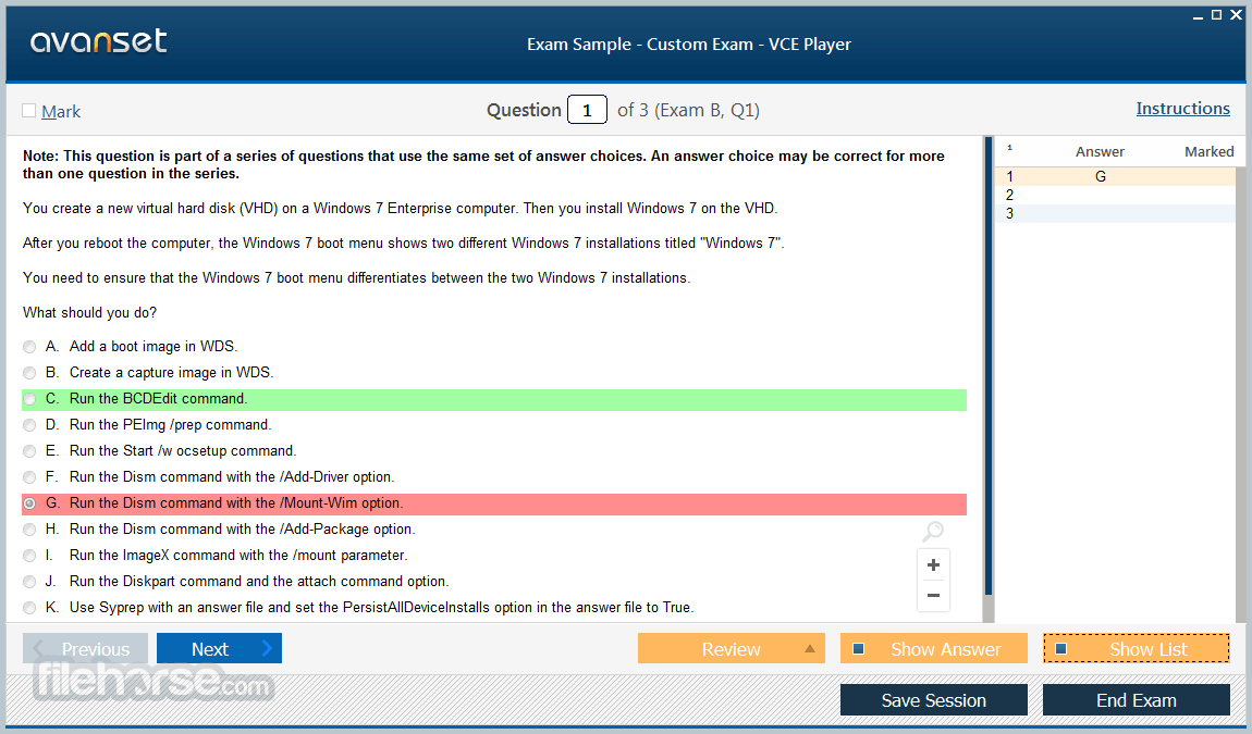 vce free simulator