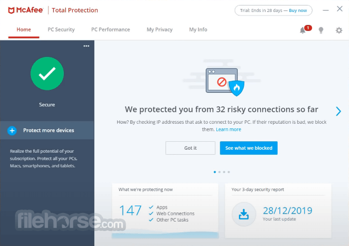 McAfee Total Protection 20.0 Build 16.0 R28 Screenshot 1