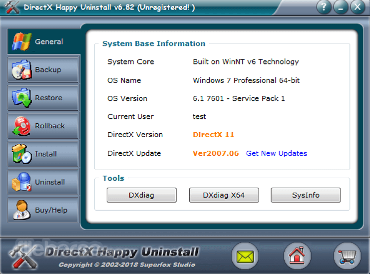 DirectX Happy Uninstall 6.97 Screenshot 1