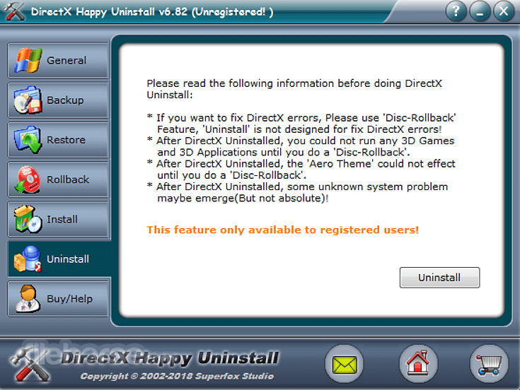 DirectX Happy Uninstall 6.97 Screenshot 2