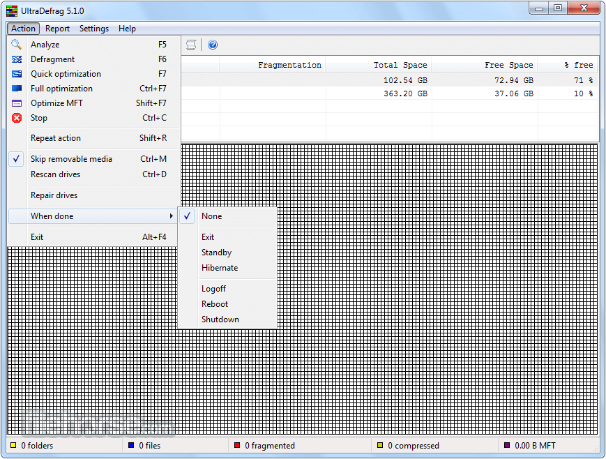 UltraDefrag 7.1.4 (64-bit) Captura de Pantalla 3