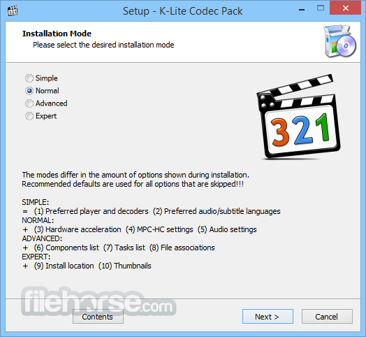 codec change for media player classic