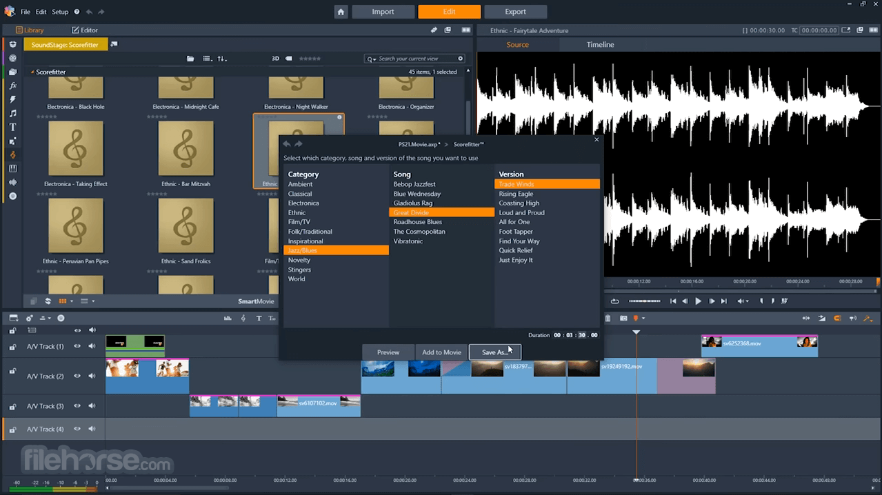 add transitions to pinnacle studio 22