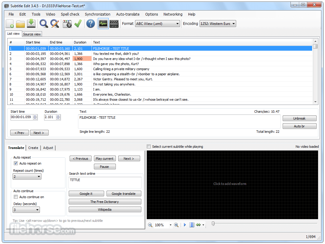 Subtitle Edit 3.5.7 Download for Windows / Screenshots ...