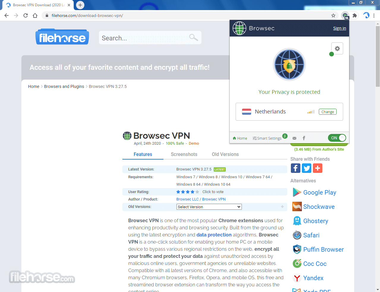 Browsec VPN Screenshot 2
